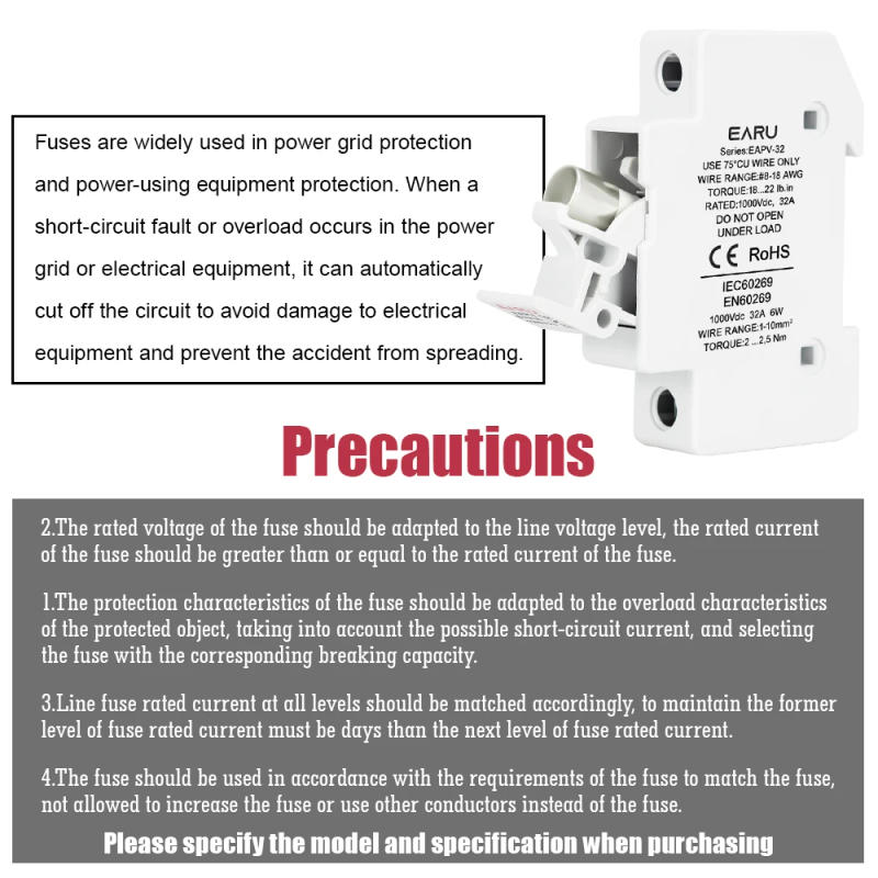 Description Picture 5 of item2P Din Rail Solar PV DC Fuse Holders suitable for 10*38mm DC PV Fuse Link for Solar Photovoltaic System Protection Protector