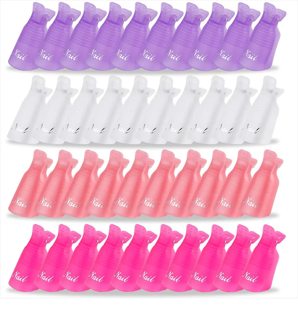 Description Picture 4 of item20pcs Nail Art Soak Off Cap UV Gel Polish Remover Wrap Plastic Manicure Nail Clips Cleaner Toenail and Finger Pedicure Tools