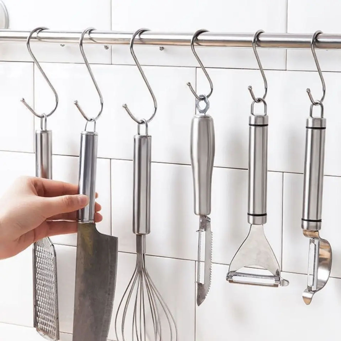 Description Picture 4 of item10 Pack2" 3" 5" S Shaped Hooks Stainless Steel Metal Hangers Hanging Hooks for Kitchen, Work Shop, Bathroom, Garden