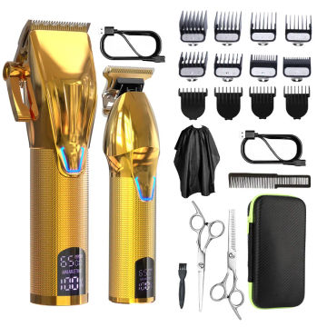 Resuxi LM-2027 cordless rechargeable low noise professional Barber Shop Salon hair cutting clipper 2 Pieces Set