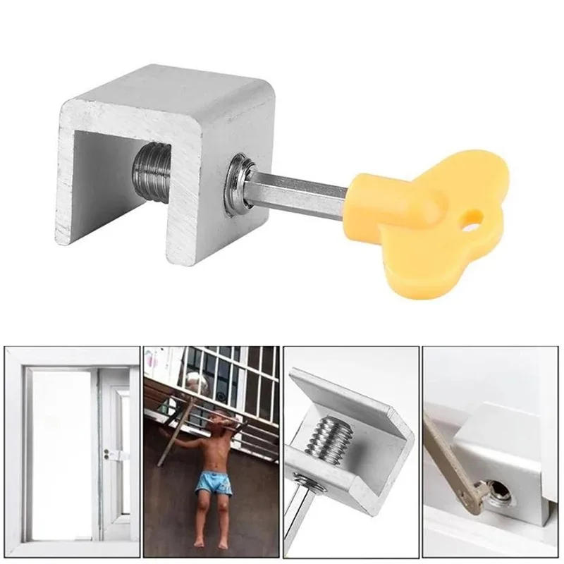 Description Picture 6 of itemSliding Sash Stopper Cabinet Locks with Key Security Anti-theft Lock Window Sliding Door Baby Kids Child Safety Doors Lock