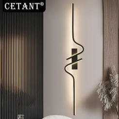 LED Creative Wall Lamp Black 60/80/100cm Indoor Decorative Light For Bedroom Living Room Sofa Background Modern Led Strip Sconce