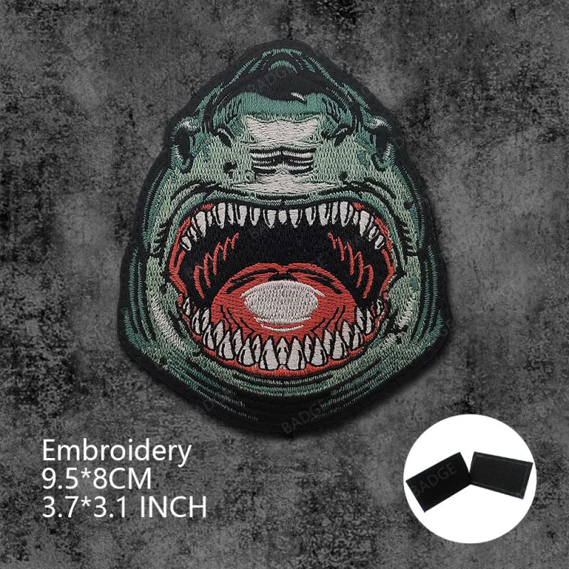 Description Picture 6 of itemShark Embroidery Reflective Patch Tactical Angry Shark Bullet Missile Soldier Helmet Vest Uniform Emblem Badge Decoration