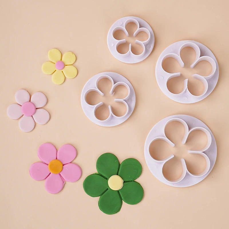 Description Picture 3 of itemFive-petal Flower Polymer Clay Cutter Set Plum Blossom Rose Plastic Mold DIY Fondant Flower Clay Decorative Flowers Pottery Tool