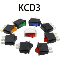 1PCS KCD3 Rocker Switch ON-OFF ON-OFF-ON 2 Position 3Pins Electrical equipment With Light Power Switch 16A 250V / 20A 125V AC