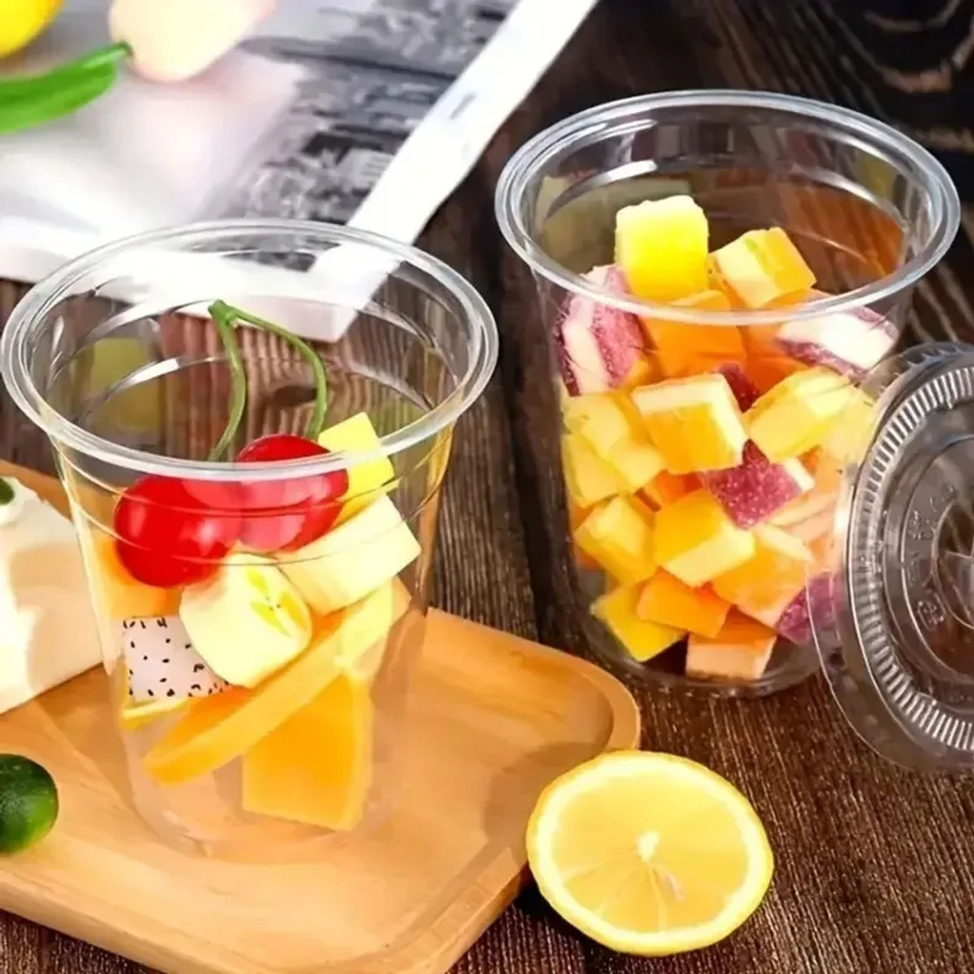 Description Picture 5 of item50PCS Plastic Cups with Lids Disposable Iced Coffee Cups Suitable for Parties Birthdays Milkshakes Cold Drink Containers