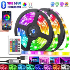 RGB 5050 Led Strip Lights 5V USB 24Keys Bluetooth Tape With Remote Control Color Change Lamp for Christmas Bedroom Decoration