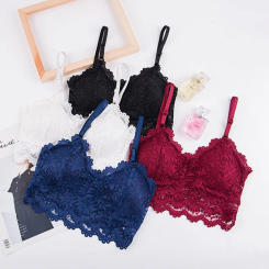 Women Lace Flower Bras Top Comfortable Bralette Solid Color Sexy Underwear Vest Female Hollow Out Wireless Lingerie Seamless Bra