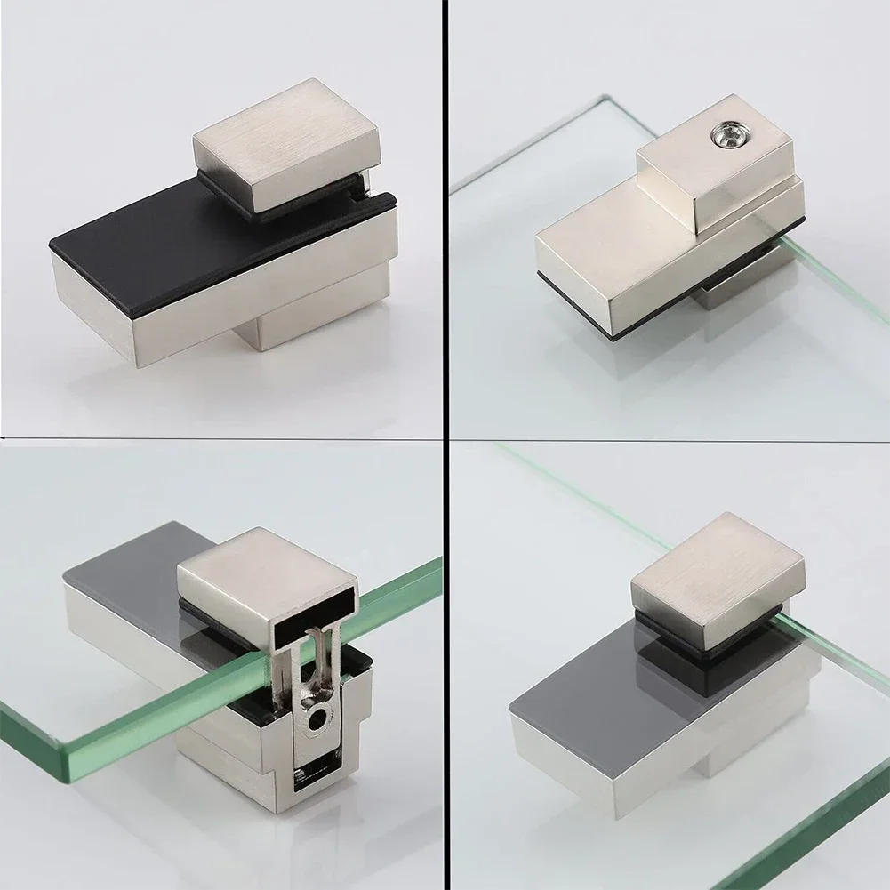 Description Picture 5 of item2Pcs Adjustable Glass Clamps Glass Plated Brackets Zinc Alloy Shelf Holder Support Clamp Holder Wall Mount Fixed Plate Clamp