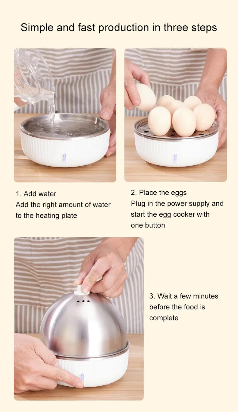 Description Picture 5 of itemDMWD Household Electric Egg Steamer Boiler Stainless Steel Automatic Multi Food Cooker 7 Eggs Egg Custard Steaming Cooker 220V