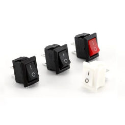 5/15pcs Mini Rocker Switch SPST Black and Red Snap in Switches Button AC 250V 3A /125V 6A 2 Pin I/O 10*15mm On-off Switch Rocker