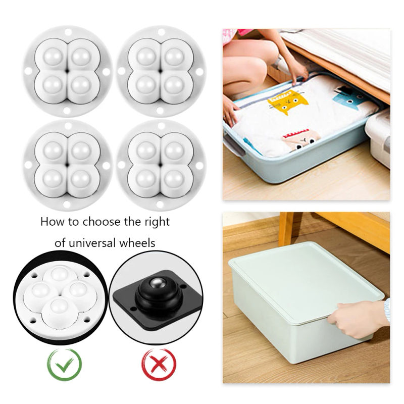 Description Picture 6 of itemPaste Universal Wheel 4PCS 360 Degree Free Rotation Self Adhesive Rolling Caster Pulleys No Noise Houdehold for Trash Can Bottom