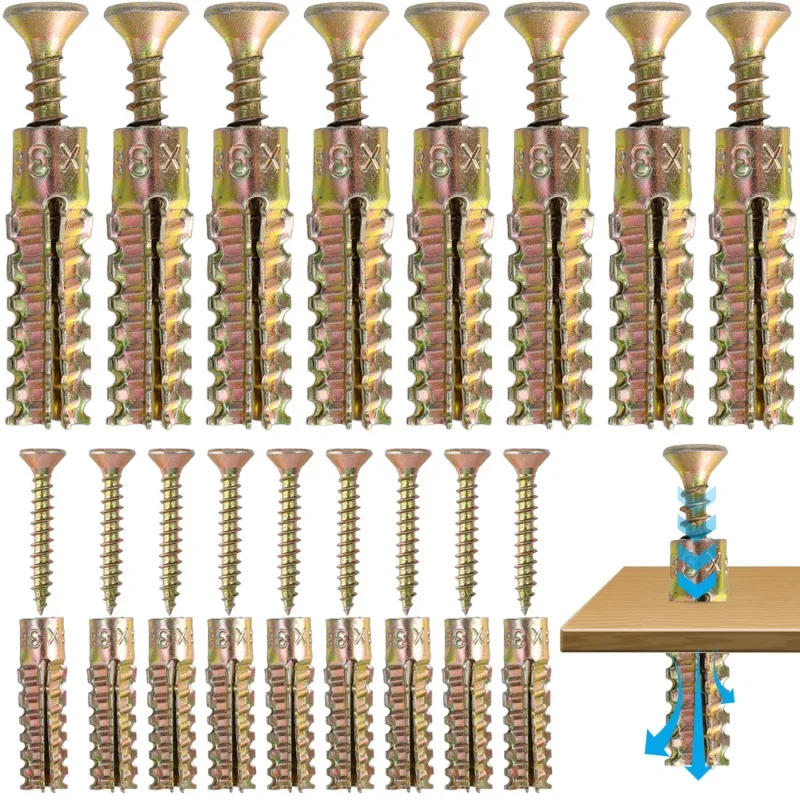 Description Picture 5 of item30/10Sets Metal Expansion Tube Pipe Serrated Self Tapping Screws Drilling Plug for Concrete Wall Bolt Anchors Screws Fasteners
