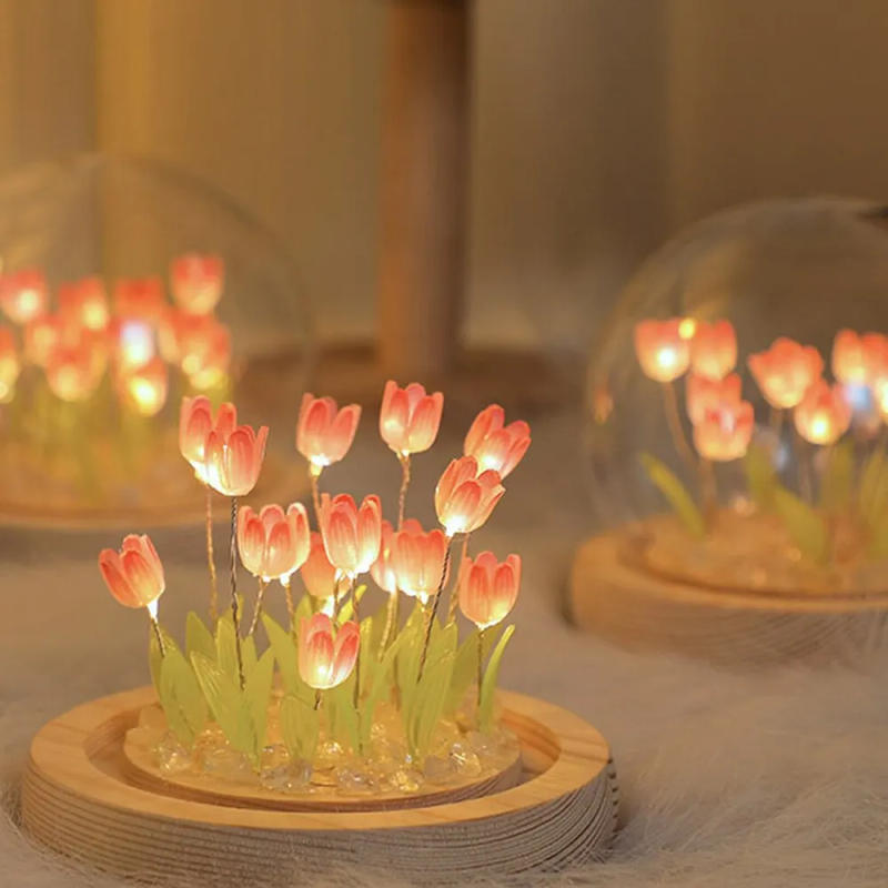Description Picture 3 of itemArtificial Tulip Flower Night Light Handmade DIY Bedside Lamp LED Night Lamp Bedroom Decor Christmas Birthday Gifts Table Lamp