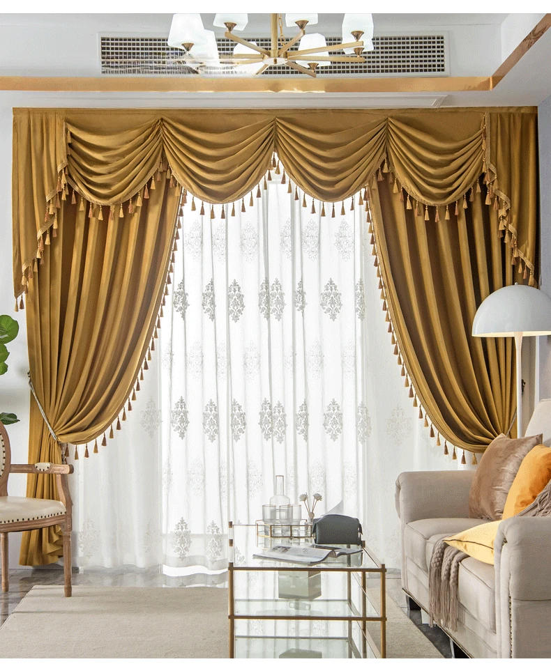 Description Picture 5 of itemEuropean Luxury Curtain for Living Room Bedroom Velvet Valance Window Curtains High Shading Drapes Custom Solid Color