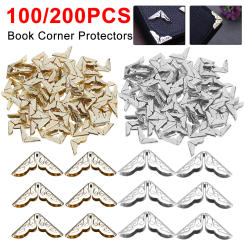 100/200Pcs Book Corner Protectors Metal Corners For Book Scrapbooking Photo Albums DIY Protector Cover Menus Corner Protectors