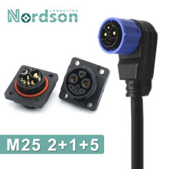 M25 2+1+5 Battery Connector Shared Energy Lithium Electric Bicycle Charging Port Male Female Plug With Cable Scooter Socket IP67