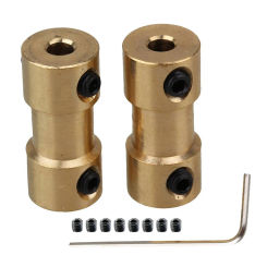 Golden Brass Rigid Shaft Adapter Connector Coupling Coupler Motor Transmission Connector with Screws Wrench