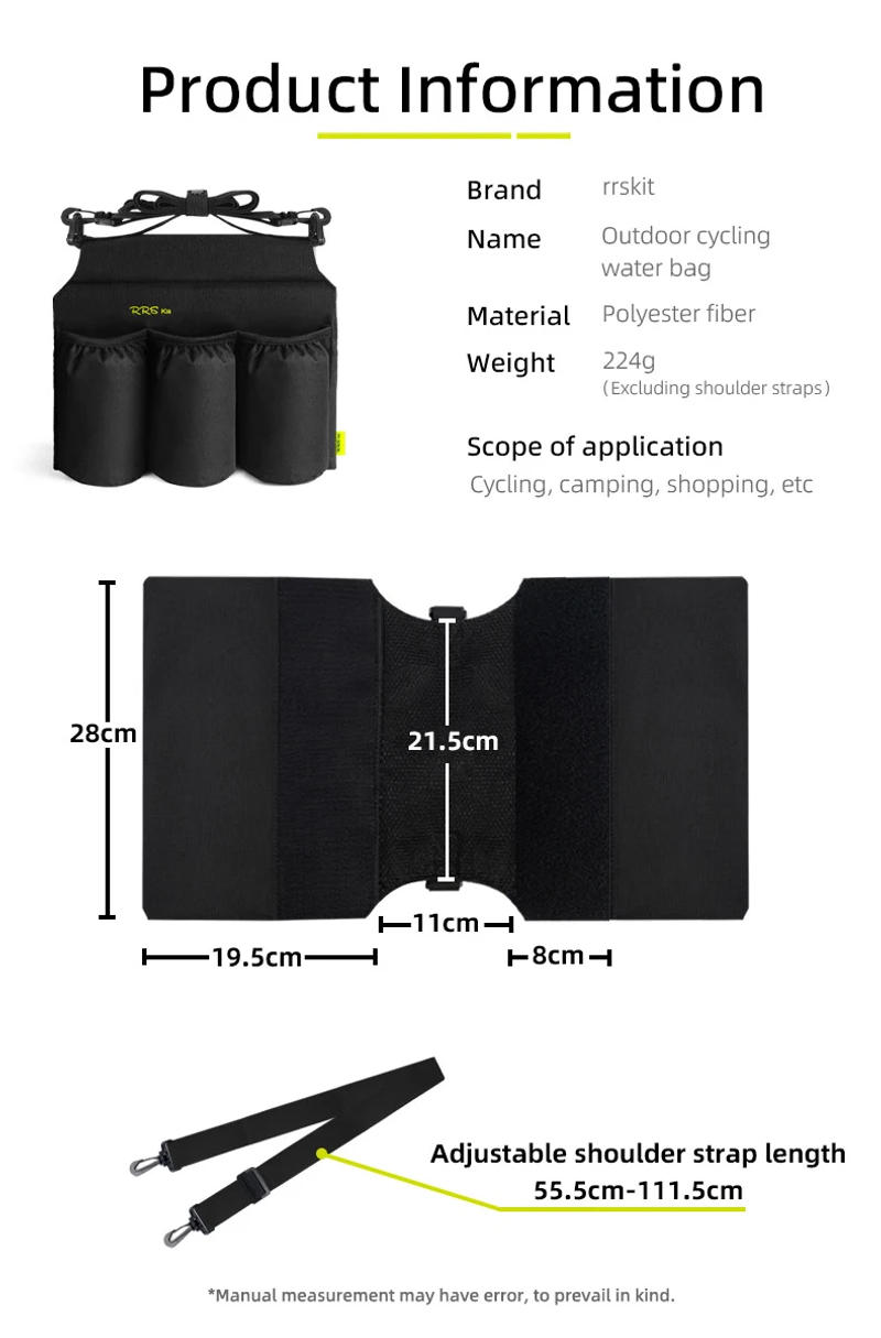 Description Picture 5 of itemRrskit Bicycle Water Bag Bike Frame Front Tube Shopping Bag Riding Drinks Water Bottle Solid Durable Pannier Packing Accessories