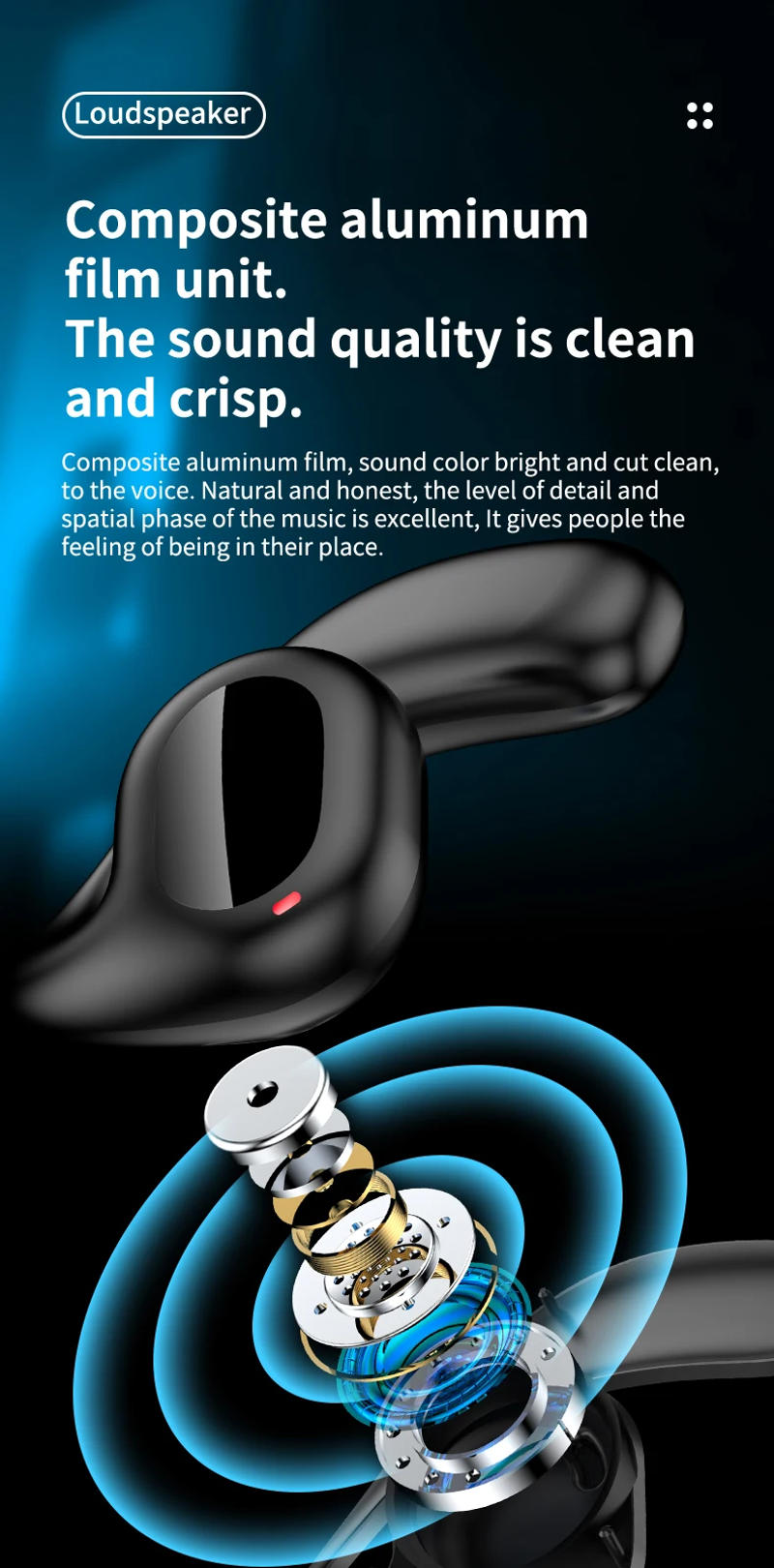 Description Picture 6 of itemBluetooth Earphones Conduction Open Ear Hook Wireless Sport Headphone HiFi Stereo Waterproof Noise Reduction Headset