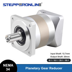 STEPPERONLINE Nema 34 Stepper Motor Planetary Gearbox 5:1/10:1/20:1/50:1 Speed Reducer Motor 12.7mm Shaft