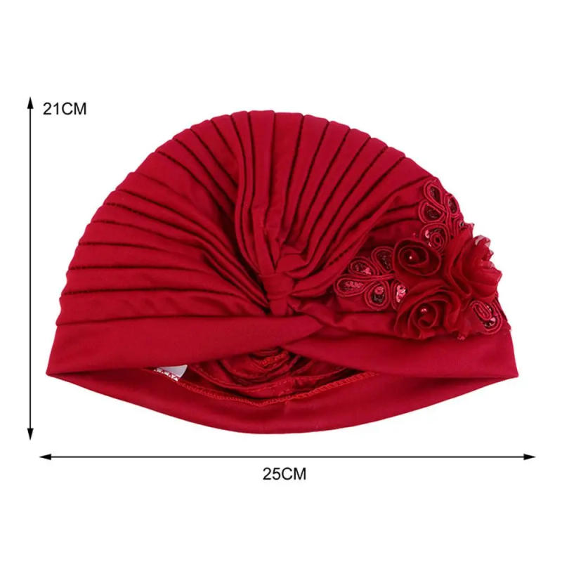 Description Picture 3 of itemSequin Flower Bonnet Bandana Muslim Turban Hat Sleep Cap Indian Inner Hijabs Head Wrap