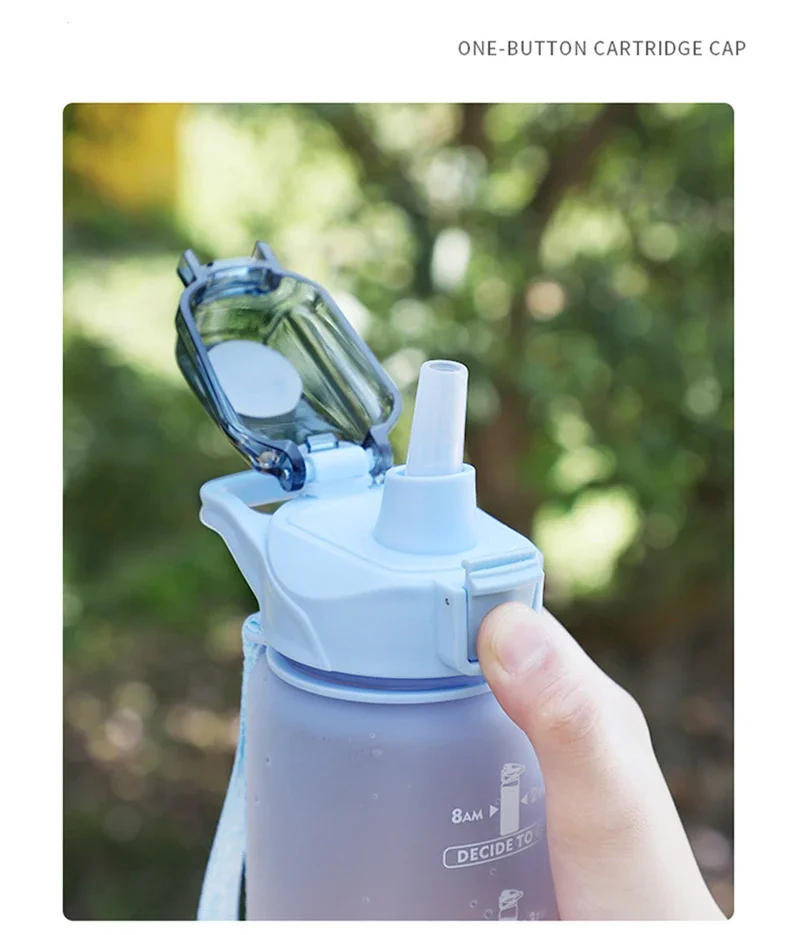 Description Picture 6 of item1 Liter Water Bottle with Straw Female Girls Large Portable Travel Bottles Sports Fitness Cup Summer Cold Water with Time Scale