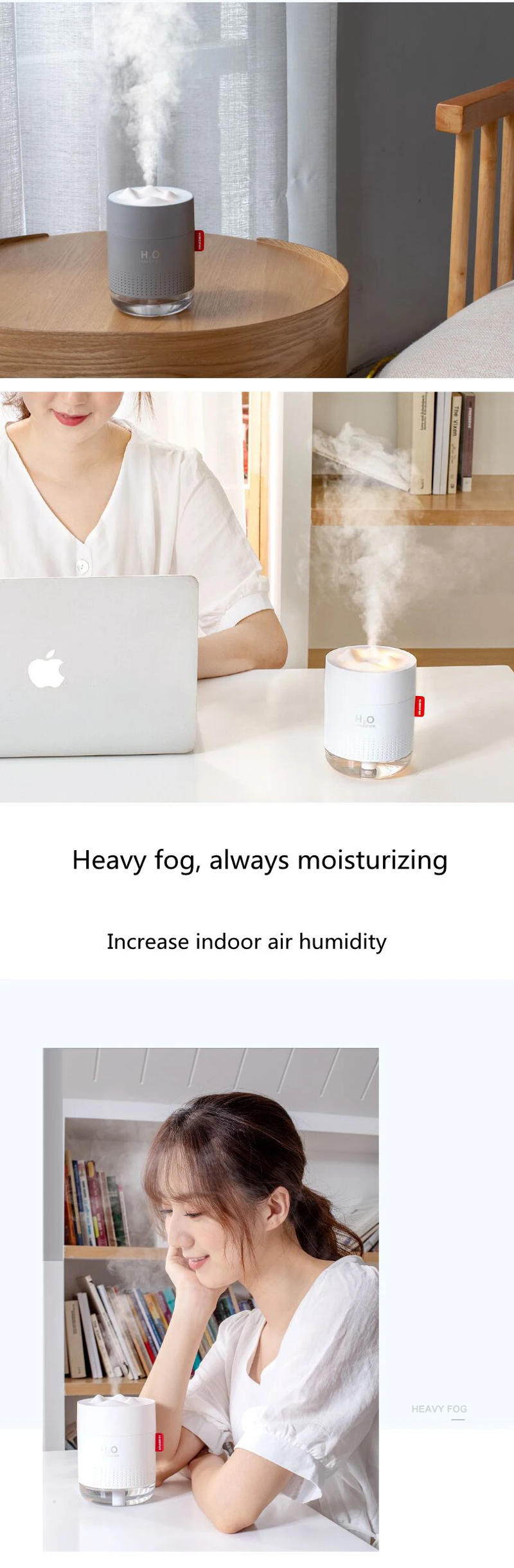 Description Picture 5 of item500ML Portable Mini Humidifier White Snow Mountain Air Humidifier Ultrasonic USB Diffuser Aromatherapy Humidificador for Home