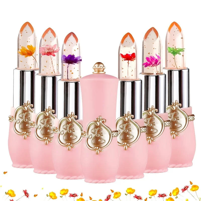 Description Picture 2 of itemCrystal Flower Jelly Lipstick, Long Lasting Nutritious Lip Balm Lips Moisturizer  Temperature Color Change Lip Gloss
