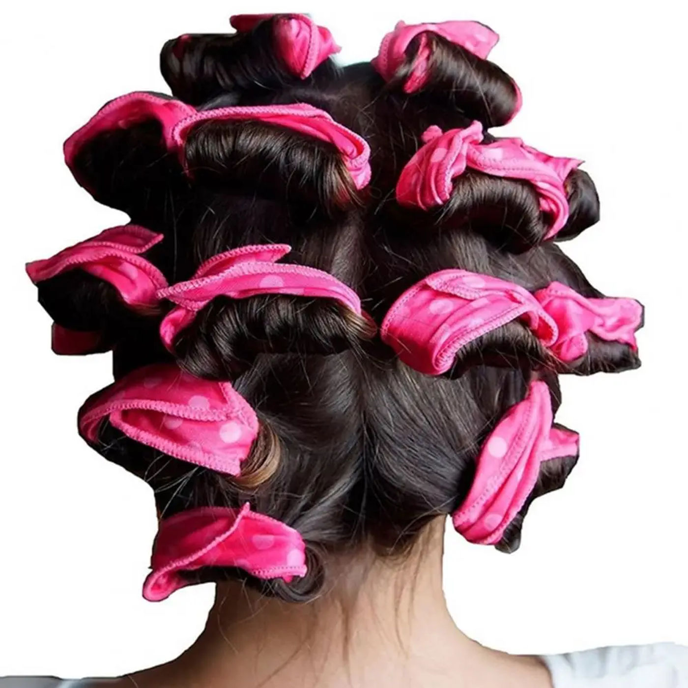 Description Picture 5 of itemSponge Curling Iron Polka Dot Pattern Soft Bouncy Bunny Ears Type Hair Roller Lovely Hair Curling Pear Head Fabric for Women