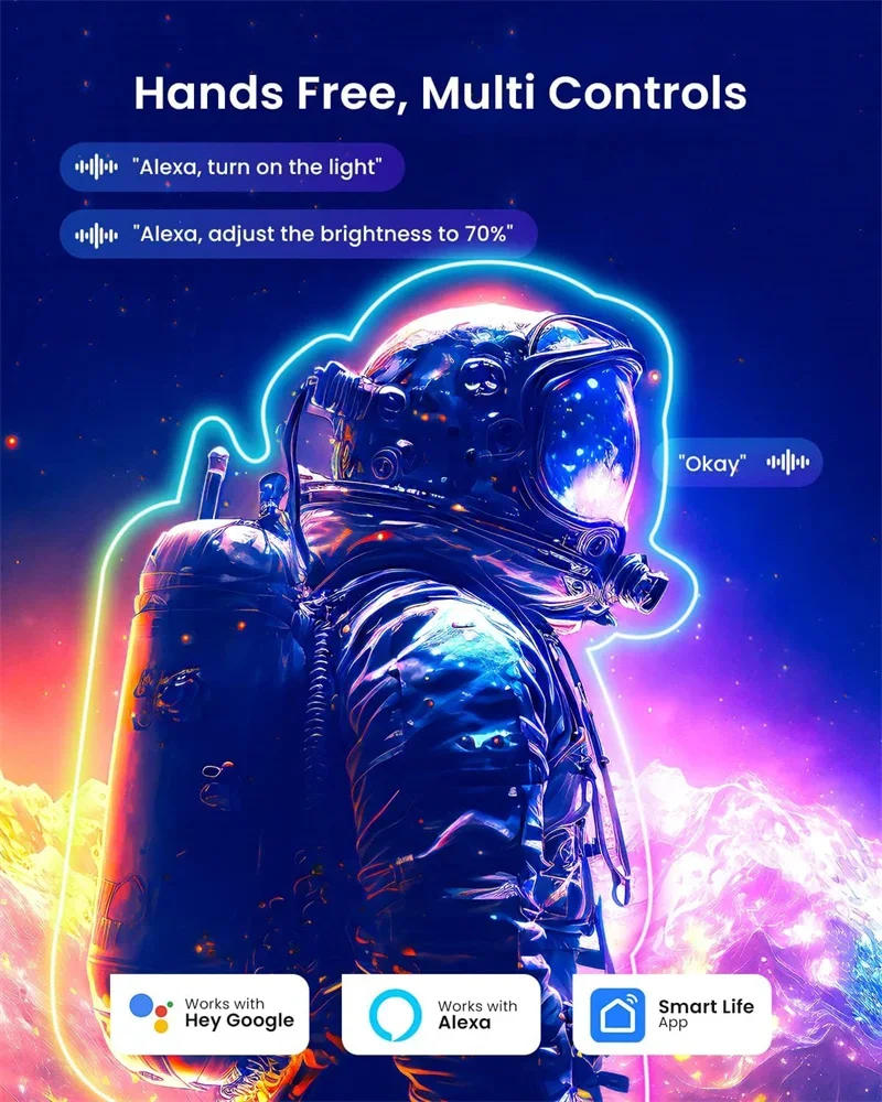 Description Picture 5 of itemTUYA Neon LED Strip Lights 5V Neon Rope Light 1M/2M/3M 84LEDs/M with Music Sync RGBIC Dreamcolor Chasing Strip Tape Lighting