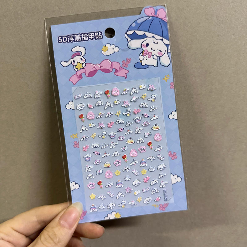 Description Picture 4 of item1PCS 5D Kawaii Sanrioed Cartoon Nail Stickers Hello Kitty Kuromi Cinnamoroll Animation Nail Decals Press on Nails Art Supplies