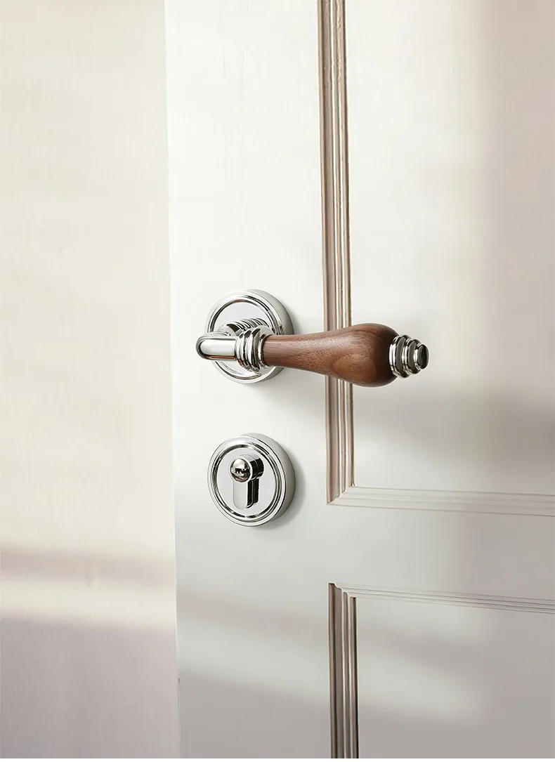 Description Picture 2 of itemChinese Style Bedroom Door Lock Indoor Solid Wood Door Handle Split Mechanical Lock Silent Security Door Lock Household Hardware