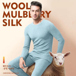 Autumn Winter Thermal Underwear Men, O-Neck Fleece Thick Warm Two Piece Set 2024
