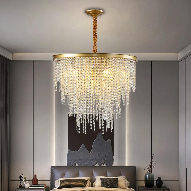 Description Picture 6 of itemLuxury gold LED crystal chandelier living room dining room circular villa hall hotel restaurant home decoration bedroom glossy