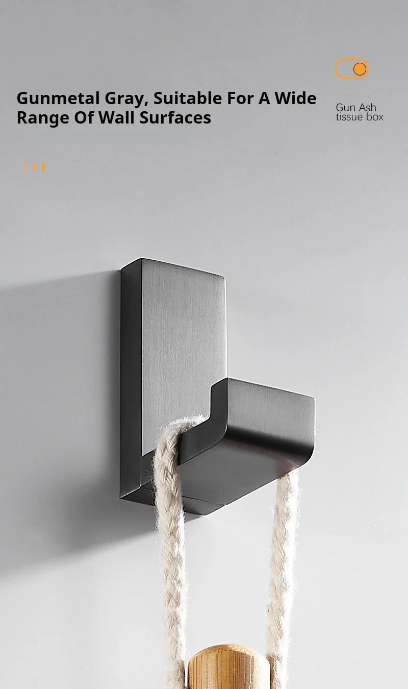 Description Picture 4 of itemBathroom Gun Grey Single Coat Hook Bathroom Hardware Replacement Robe Hooks Stylish Minimalist Design Perforated Installation