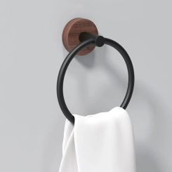 1/2Pc Aluminum+Walnut Wood Towel Ring Hand Towel Holder for Bathroom Towel Rack Hanger for Kitchen Wall Mount Heavy Duty Storage