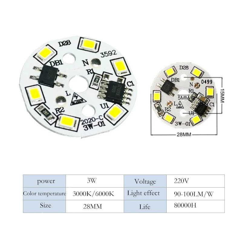 Description Picture 4 of itemLED COB Lights Driver-free Chip 3W 5W 7W 12W AC220V No Need Driver LED Beads DIY Spotlight Flood Light Down Lamp