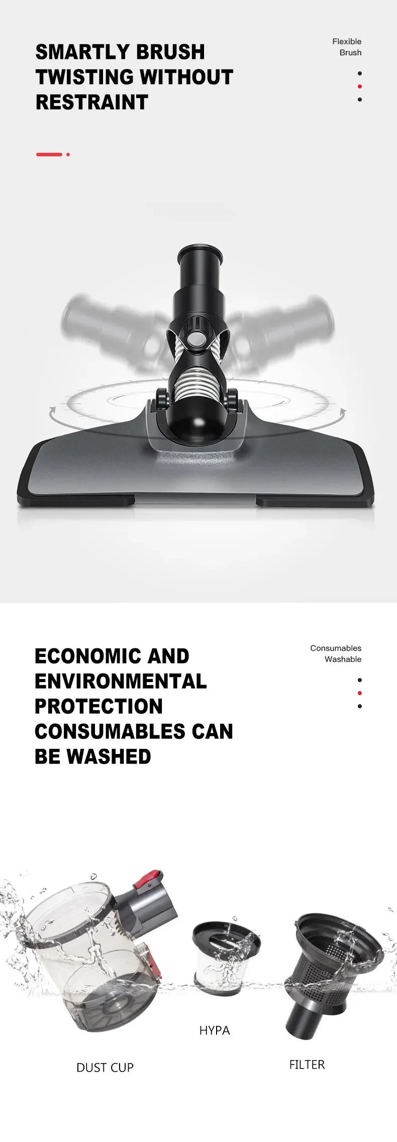 Description Picture 3 of itemHousehold Vacuum Cleaner Cordless Electric Small Handheld Mite Removal Brush Rechargeable Powerful High-Power Mop