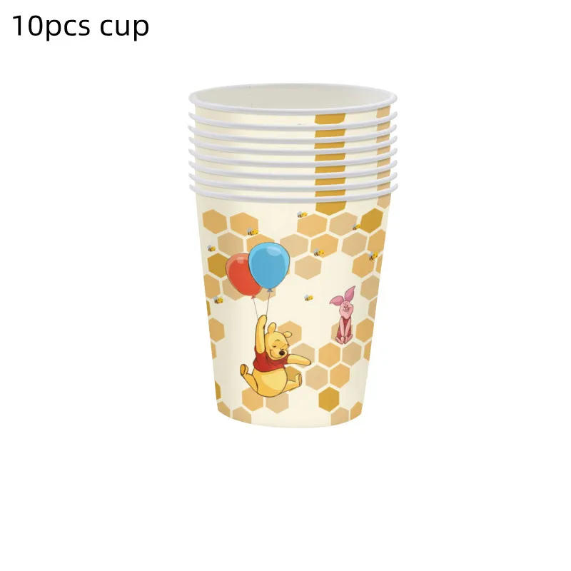 Description Picture 5 of itemDisney Winnie The Pooh Party Disposable Tableware Cup Plate Set Kids Birthday Party Balloon Banner Tablecloth Backdrop Decor