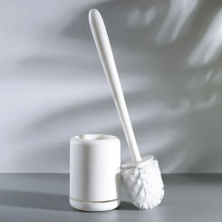 White Plastic Toilet Brush Wall Mounted With Drainable Base Long Handle Toilet Cleaning Brush For WC Bathroom Cleaning Tools