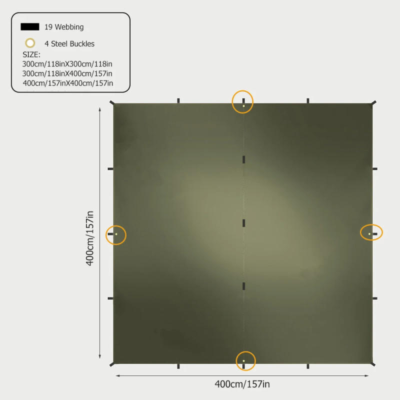 Description Picture 4 of itemTactical Tarp Tent Waterproof Camping UV Protection Outdoor Hiking Backpacking Tent Tarp Shade Ultralight Garden Canopy Sunshade