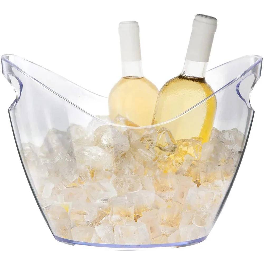 Description Picture 6 of item4L Ice Bucket with Handle Plastic Cooler for Champagne Cocktails Outdoor Picnic Pool Party Fruit Storage Bin for Drinks Chilling