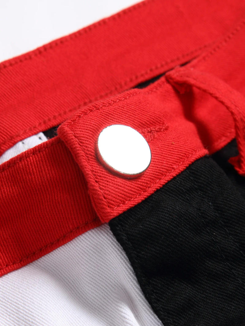 Description Picture 5 of itemAutumn Men's Black White Patchwork Denim Pants Streetwear Hip Hop Ripped Holes Jeans Fashion Harajuku Denim Trousers Jean Homme