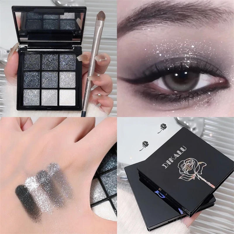 Description Picture 5 of itemDark Rose Eyeshadow Palette Black Eye Makeup Palette Long Lasting Glitter Eye Shadows Korean Party Cosmetics Make Up Palette