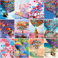 Balloon mosaic painting diamond art cross-stitch suit can bring people and houses flying balloon DIY diamond embroidery decor
