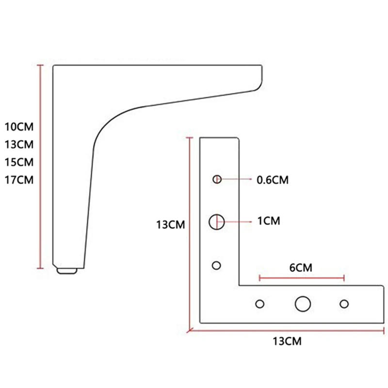 Description Picture 6 of itemIron Furniture Legs Replacement Right Angle Support Table Feet Home Metal Sofa Bed Leg with Anti-slip Foot Pad