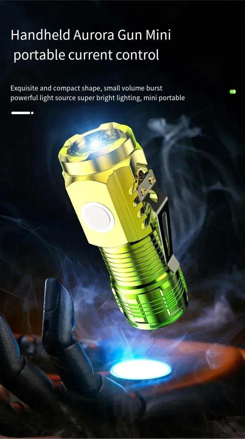 Description Picture 4 of item3LED Super Bright Flashlight Portable Mini Burst Flash Torch Rechargeable Outdoor Emergency Spotlight with Pen Clip Tail Magnet