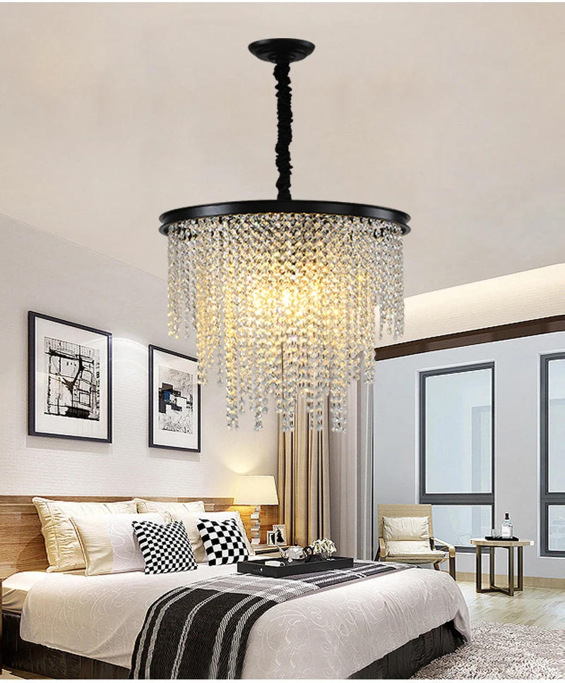 Description Picture 3 of itemLuxury gold LED crystal chandelier living room dining room circular villa hall hotel restaurant home decoration bedroom glossy