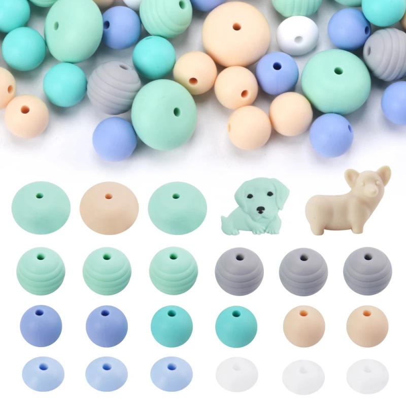 Description Picture 4 of itemLOFCA Pet dog Loose multicolor silicone Safety Tooth Jewelry Treasure Round teething beads DIY chew baby teething beads